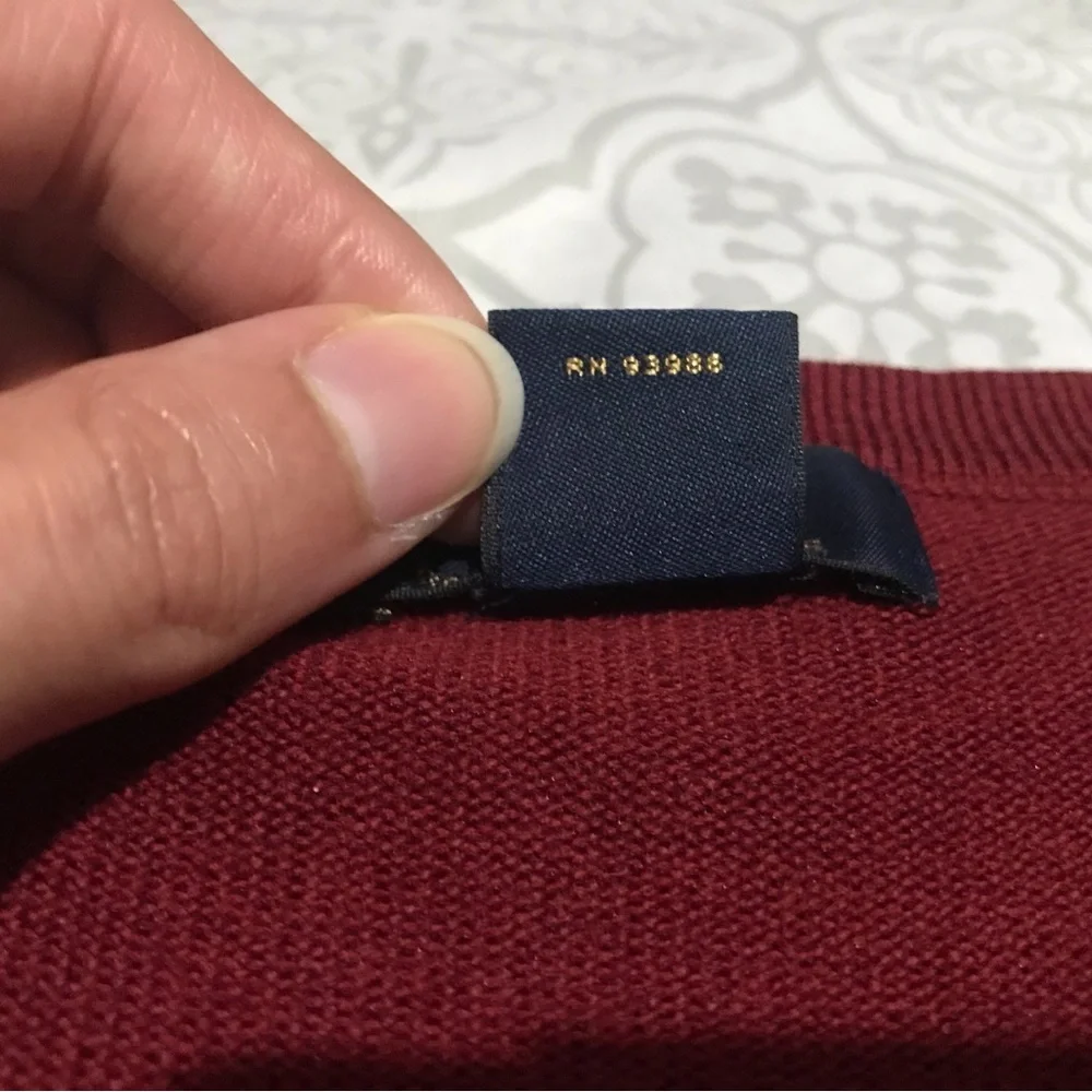 Brooks Brothers 346 (Size L)Buttery Soft Merino Wool Pullover Sweater,V-Neck Red